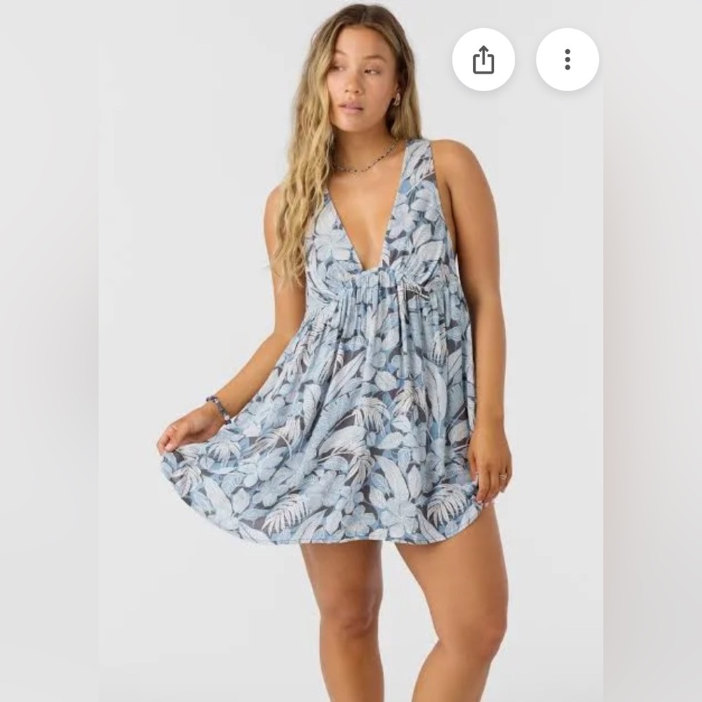 O'Neill Blue & Gray Leaf Print Tank Top